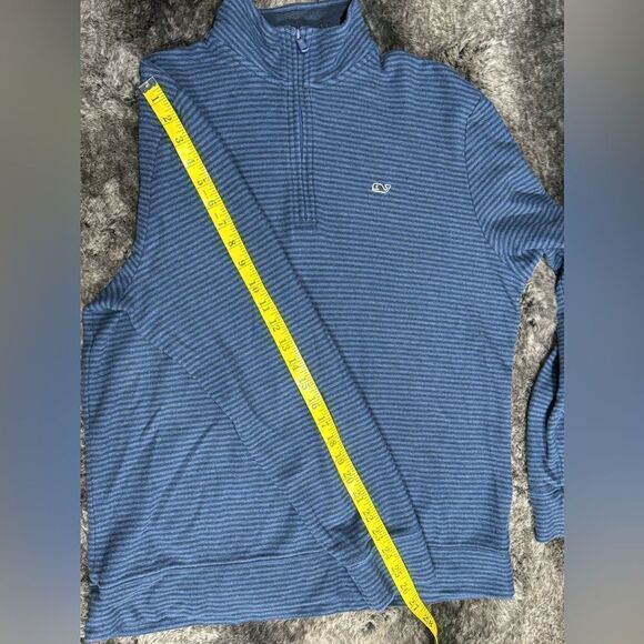 Vineyard Vines Men’s Medium Striped Blue 1/3 Zip Sweater Pima Cotton Pullover - Picture 9 of 11
